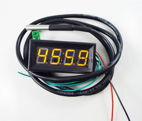 Yellow LED Digital Clock Voltmeter Thermometer 3in1 Monitoring Panel Meter 18B20