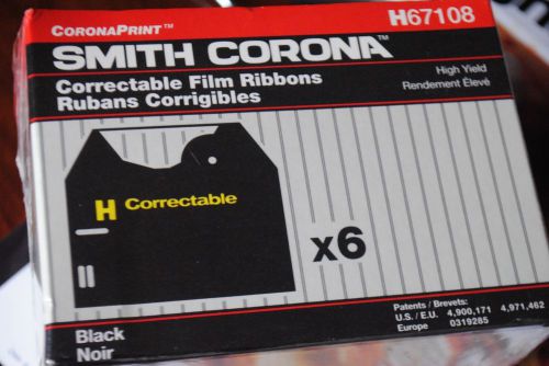 New in box 6 SMITH CORONA H67108 Correctable Film Ribbons Black high yield