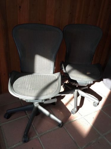 2 Used Aeron Herman Miller Office Chairs Size B Medium with No Arm Rests