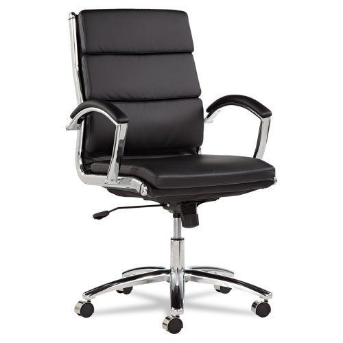 Alera Neratoli Mid-Back Swivel/Tilt Chair Black Soft-Touch Leather Office Furnit