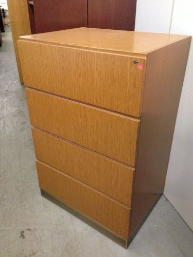 **4 drawer lateral size file by knoll reff in med oak color wood w/lock&amp;key** for sale