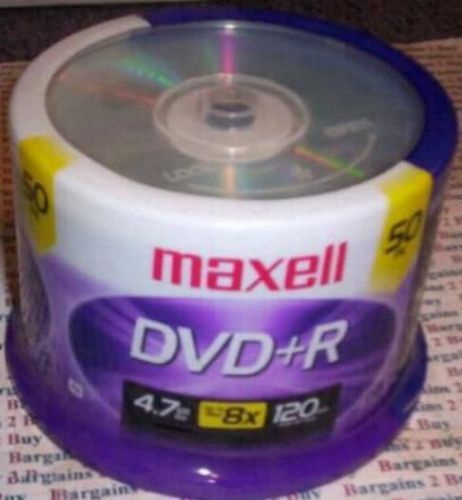 Maxell 62428-8x.4.7GB,120 Minute DVD+R Media,up to 8X,spindle of 50 discs-NEW-NR