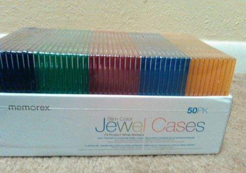 50 pk slim color jewel cases Memorex NEW