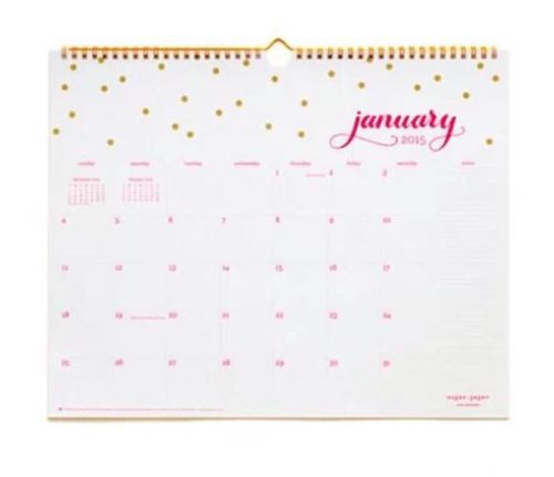 NEW Sugar Paper 2015 Pink Dot Confetti Monthly Wall Calendar Gold Foil Target
