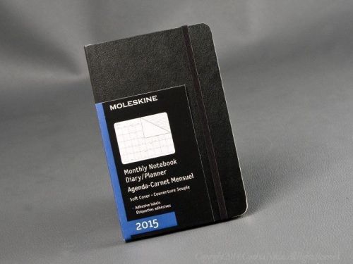 Moleskine 2015 monthly planner agenda travel soft small pocket sized 3 1/2 &#034; x 5 1/2 &#034; for sale