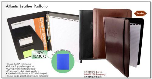 Leather binder folder portfolio padfolio organizer, black, brown, burgundy *new* for sale