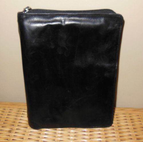 FRANKLIN COVEY BLACK LEATHER CLASSIC SIZE BINDER PRE-OWNED GOOD CONDITION