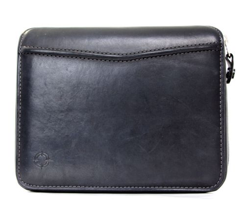 Franklin covey black genuine leather business planner organizer binder folder for sale