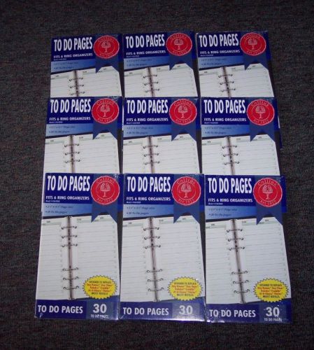 9 NEW PKGS COLLINS 3 3/4&#034; X 6 3/4&#034; TO DO PAGES FOR DAY TIMER/RUNNER FRANKIN ETC