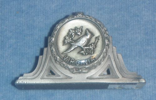 State of virginia pewter business card holder with a cardinal by fort usa for sale