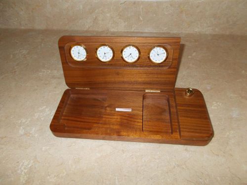 HEARTWOOD CREATIONS CARD HOLDER ,PEN, POST- IT NOTE, (4) ROWS CLOCKS