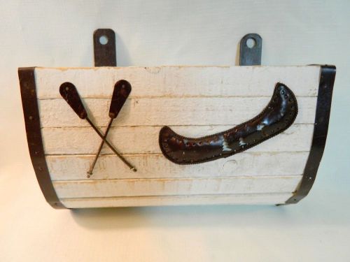 Rustic Wooden Canoe &amp; Oars Letter Holder Organizer  * Cute *