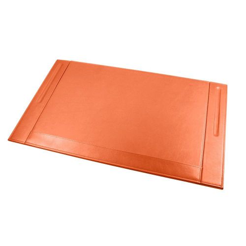 LUCRIN - Desk Pad with 2 Pen stands - Smooth Cow Leather - Orange