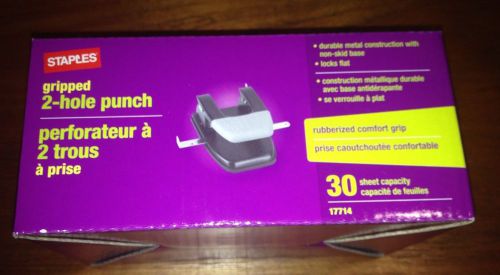 STAPLES Gripped 2-Hole Punch..30 sheet capacity NEW!