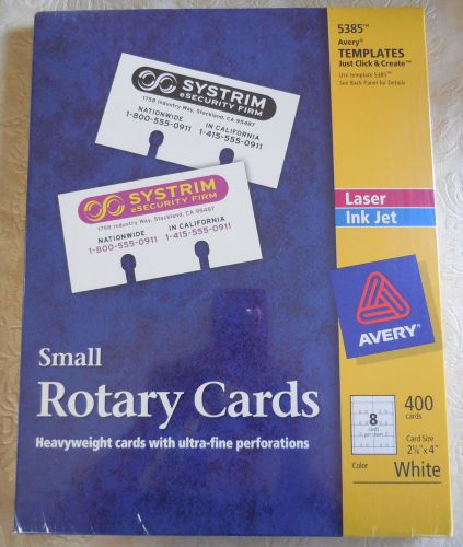 Avery Office Supplies 5385 Laser Ink Jet 400 2x4&#034; Small Rotary Cards Templates