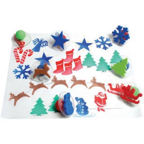 Ready2learn giant christmas stamper  set of 10 w case/ santa, reindeer etc for sale