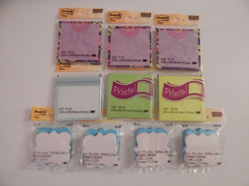 6 Post-it Note Prints and 4 Scroll Shapes Post-it Notes 2 packs