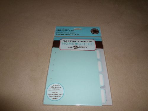 Martha Stewart Home Office 5-Tab Paper Dividers~5 1/2&#034; X 8 1/2&#034;, NEW IN PACKAGE!
