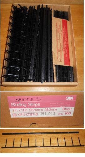 NEW 3M Black BINDING STRIPS  11-Pin 11X1&#034; 11&#034; X 1&#034; (100 sets per box)