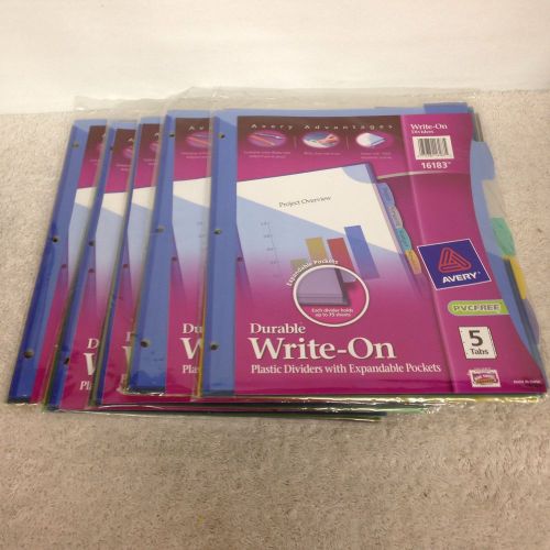 Avery Write On Dividers With 5-Tabs #16183----Lot Of Five---New Old Stock