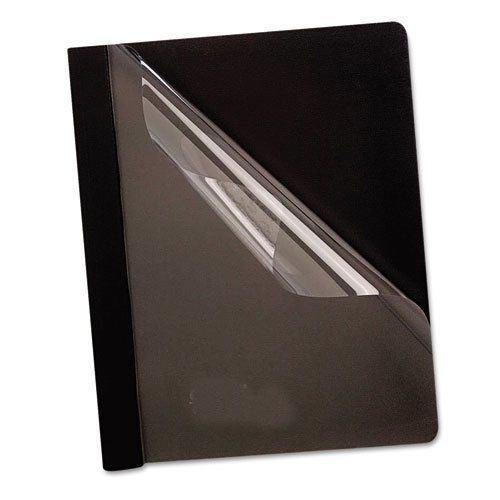 Premium Paper Clear Front Cover, 3 Fasteners, Letter, Black, 25/Box