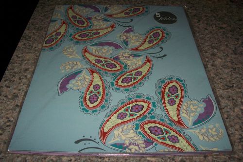 Set of (5) 2 Pocket Folders ~ Pretty Paisley Design - Brand New