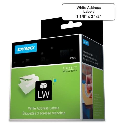 Dymo 30320 Address Labels White Thermal - 1.13 W x 3.50 L 1 Core
