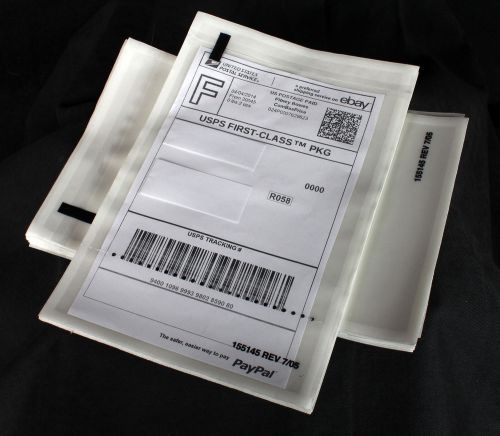 100 self adhesive shipping label pouches, sleeves envelopes 5.25&#034; x 8&#034; free ship for sale