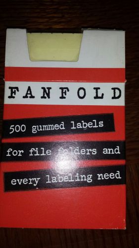Vintage FANFOLD File Folders Gummed Labels  Canary Yellow Pack of 500