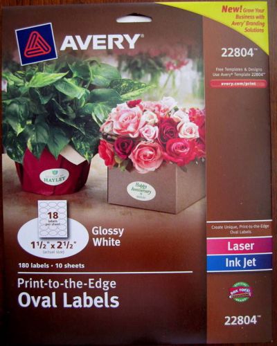 Avery 22804 Print-to-the-Edge Glossy White Oval Labels   2 Packages