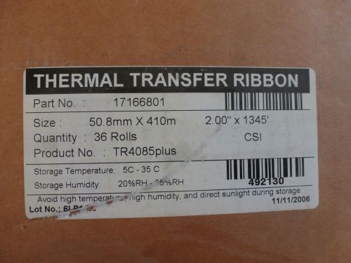 Thermal transfer ribbon, tr4085 plus, csi, 17166801, 50.8mmx410m, 2.00&#034;x1345&#039; for sale