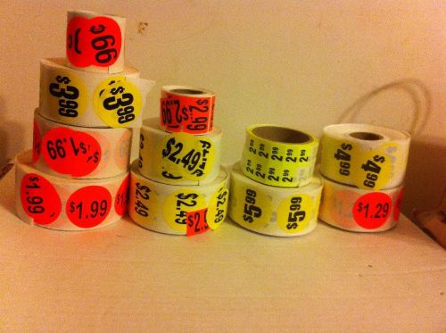 11 Open Roll Each 1.5&#034; Round YELLOW SALE Misc Price Point Retail Labels Stickers
