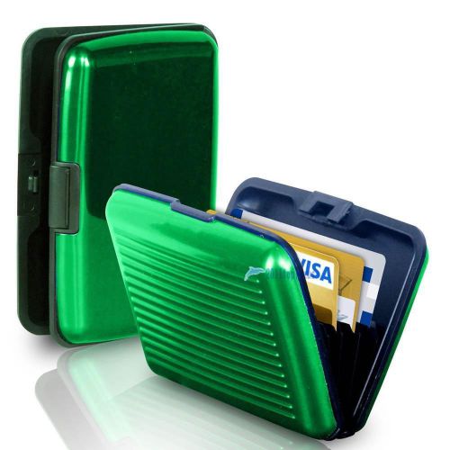 Waterproof Business ID Credit Card Wallet Holder Aluminum Metal Pocket Green