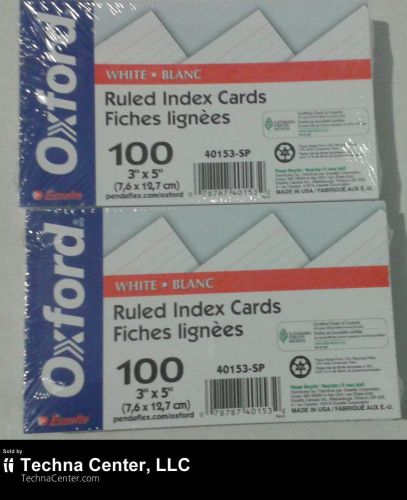 Oxford 100 Ruled Index Cards, White, 3in x 5in – 40153-SP, 2 Packs