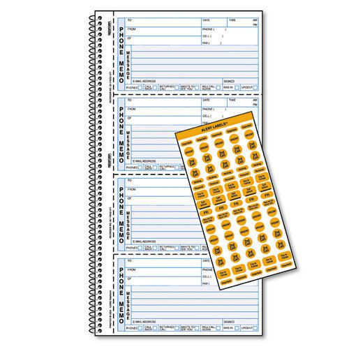 Rediform wirebound message book, 2.75x5.75, carbonless, 400 forms, 120 lables for sale