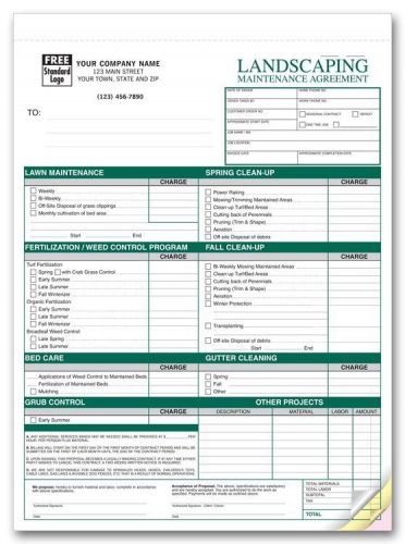 LAWNMOWING SERVICE AGREEMENT FORM ( BOX OF 1000 BUSINESS NAME IMPRINTED )