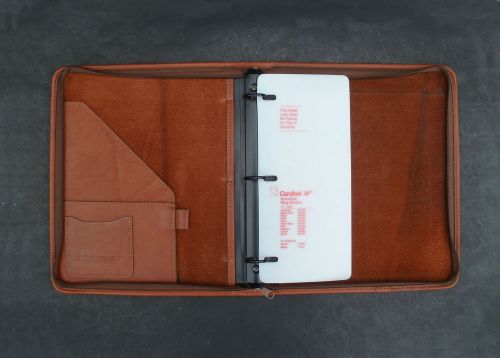 Jack Georges Brown Leather Pad Folio Letter Size 3 Ring Binder Zip Closure