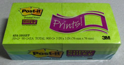 5,400 post-it super sticky notes &#034;prints&#034;  3 x 3 squares 60 pads 654-10ssfp for sale