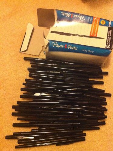 60 New Paper Mate Write Bros Ball Point Pens Black Ink M 1.0mm Med. Pt. 46214