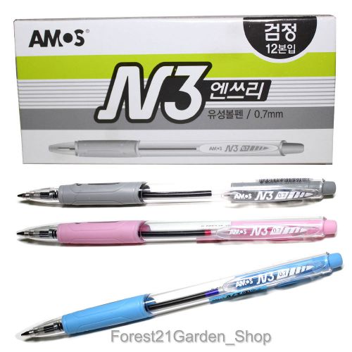 x 12 Amos N3 0.7mm Oil-Based Ball point pen - MixColors (Black4,Blue4,Red4)