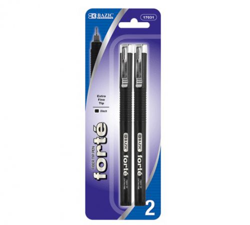 BAZIC Forte Black Fiber Tip Fineliner Pen (2/Pack), Case of 12