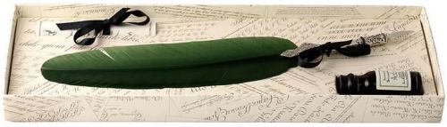 Green Pewter Feather Quill &amp; Ink Set by Coles Calligraphy