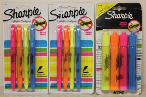 New! Lot of 3 Packs Sharpie Highlighters Narrow Chisel (Fine) &amp; Broad Points