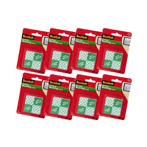Scotch Premanent Mounting Squares, Double-Sided, 1 x 1, 8 Packs