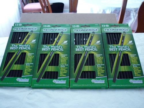 48 (4 packs) Ticonderoga Pencils #2 HB BLACK Pencil New