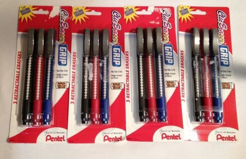 *12* Pentel Clic Eraser Grip -  Retractable Refillable Pen-Shaped Erasers