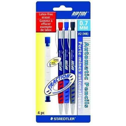 Staedtler riptide automatic pencil 0.7mm 3 count with 6 free eraser refills for sale