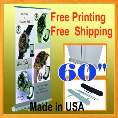 59&#034; Wide Retractable FREE GRAPHIC PRINTING  Banner Stand Trade Show Roll Up
