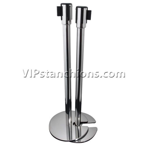 Retractable stackable stanchion - polished chrome for sale