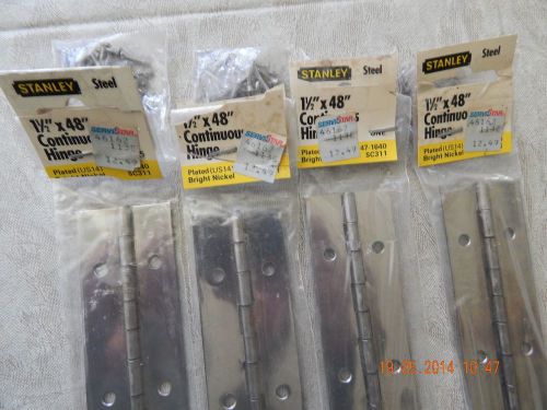 STANLEY CONTINUOUS HINGE 1.5&#039;&#039; X 48&#039;&#039;, LOT OF 4,NICKEL PLATED